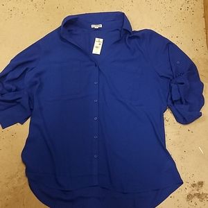 Express Blue roll sleeve Portofino shirt s…